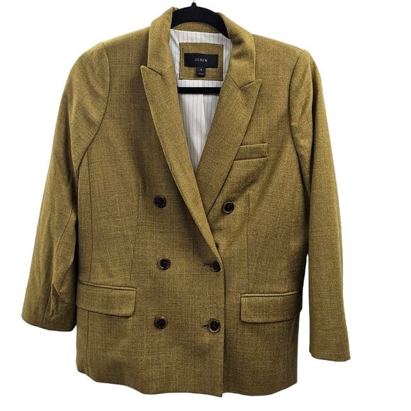 J Crew Blazer Womens Size 6 Wool Olive Green Corp Career Stretch Pockets J.Crew - Picture 13 of 15
